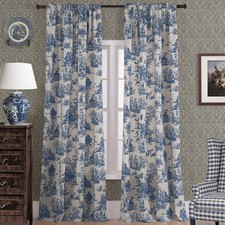Blue and White Curtains 96 Inches 40"W x 96"L Pack of 2 ,