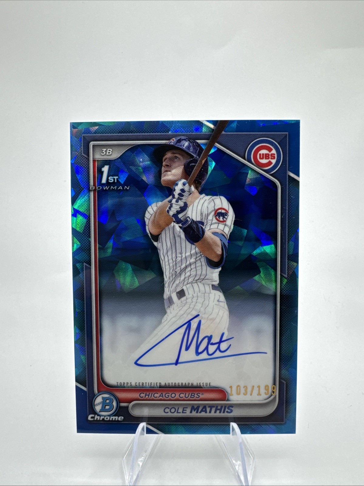 Cole Mathis 2024 Bowman Chrome Draft Sapphire Auto  /199 1st Cubs CPA-CMS
