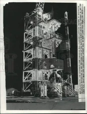 1958 Press Photo Vanguard rocket on launching pad at Cape Canaveral, Florida