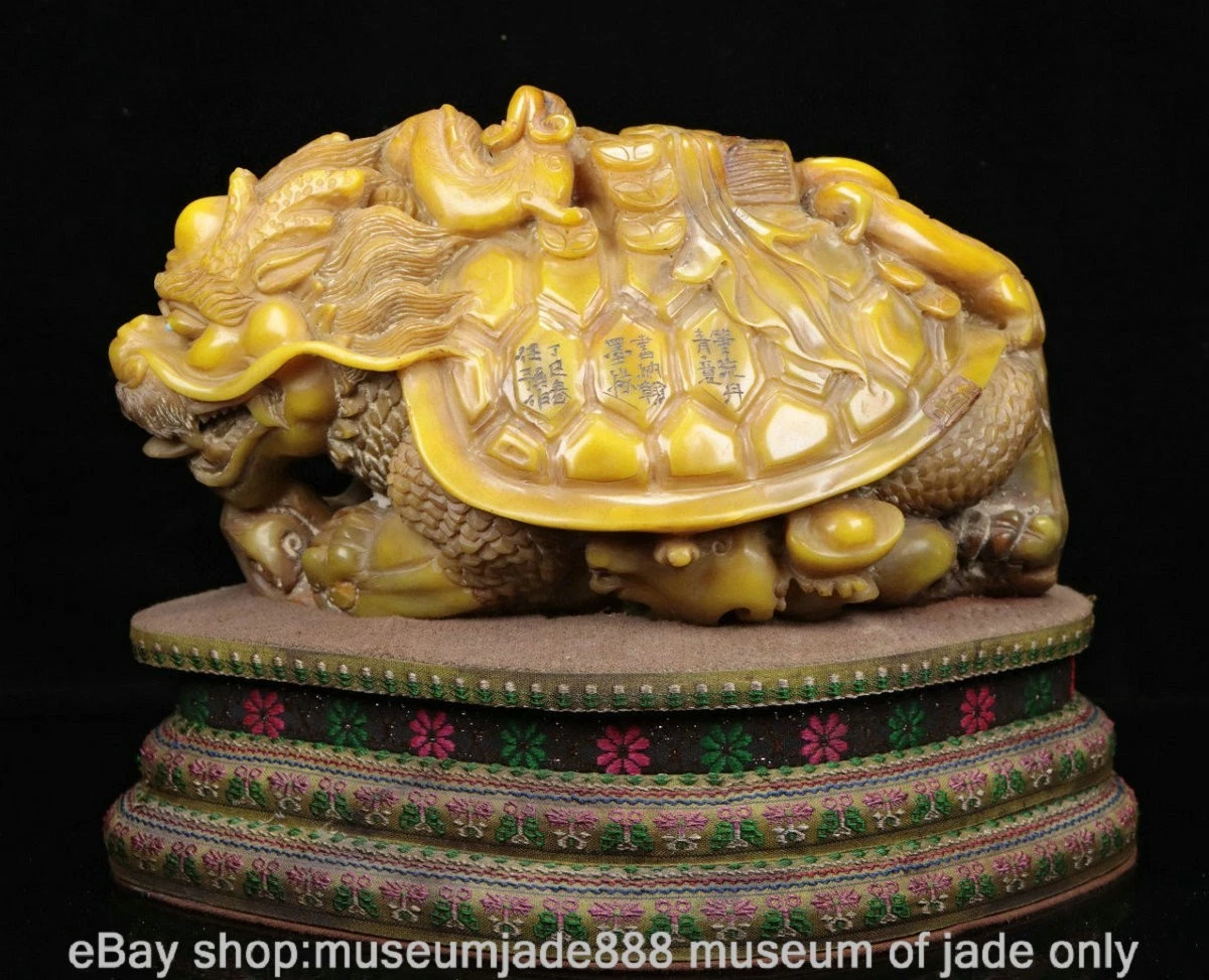 乌龟龙寿山石主中国风雕像、雕像| eBay