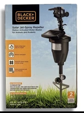 Solar Powered Animal Repellent Sprinkler Deer Rabbits Squirrels Dogs Black Decke
