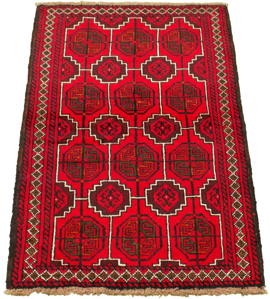 Alfombra geométrica anudada a mano vintage de 3'5" x 5'7" alfombra tradicional de lana Foto 2 de 4