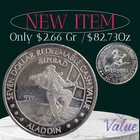 1pc  .999 Silver $7 Seven Dollar Casino Gaming Token Aladdin Pirate