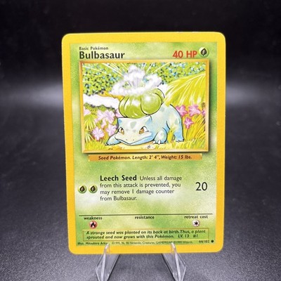 bulbasaur pokemon card value 44/102 - Non-Holo Shadowless [GG] Leech Seed (20) Unless all damage from this attack is prevented Pokemon TCG PORTUGUESE Bulbasaur #44/102