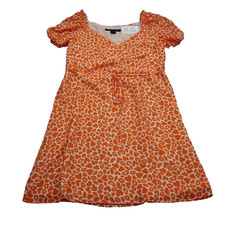 French Connection Dress Womens XS Orange Etta Kiss Print Wrap Front Style Outfit