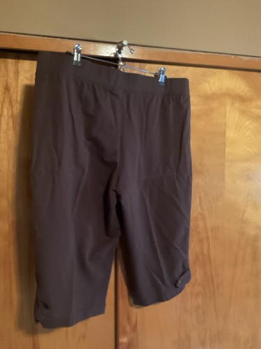 DENIM & CO ACTIVE DUNKELBRAUNE CAPRIHOSE XL TOP ELASTISCHER BUND BAUMWOLLMISCHUNG - Bild 2 von 2