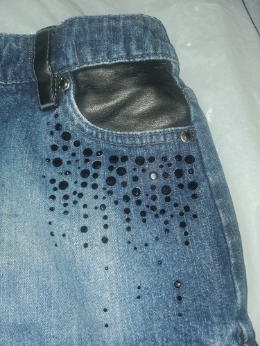 Route Denim Jacket & Skirt Girl's Size 14/16 Black Sequins Faux Leather READ - Picture 12 of 24