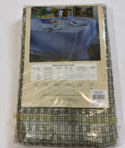 TOVAGLIA VINTAGE WILLIAMS SONOMA 60” rotonda salvia/crema casalinga country NUOVA - Foto 3 di 6