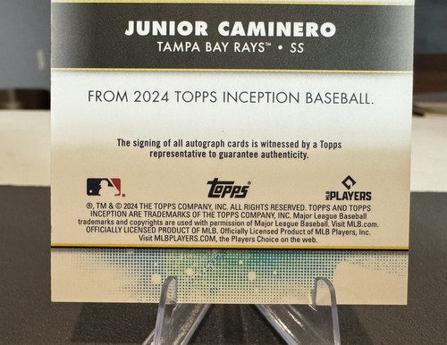 2024 Topps Inception- #BRES-JCA Junior Caminero (RC) Green Autograph 30/125 - Picture 5 of 7