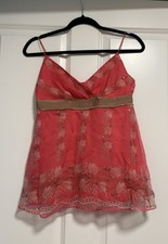 Pink 100 Silk Chiffon Floral Embroidered Top