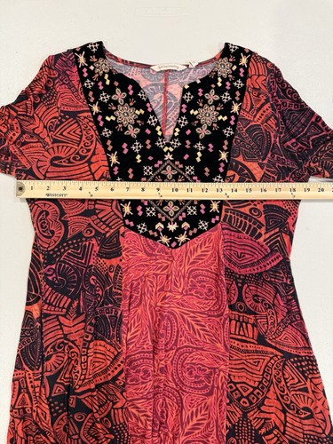 Soft Surroundings Top Womens Medium Embroidered Tunic Bell Sleeve Boho Travel - Picture 6 of 6