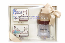 Anti-Colic Glass Baby Bottle for Breastfed Infants, Gift Set Bottle  2 nipples