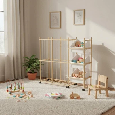 Organiseur de Jouets En Bois Stable Rangement à Peluches Design Ouvert - Photo 1/4