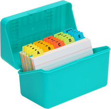 3x5 Index Card Holder with 100 Heavyweight Ruled Index Cards and 25 Plastic Divi