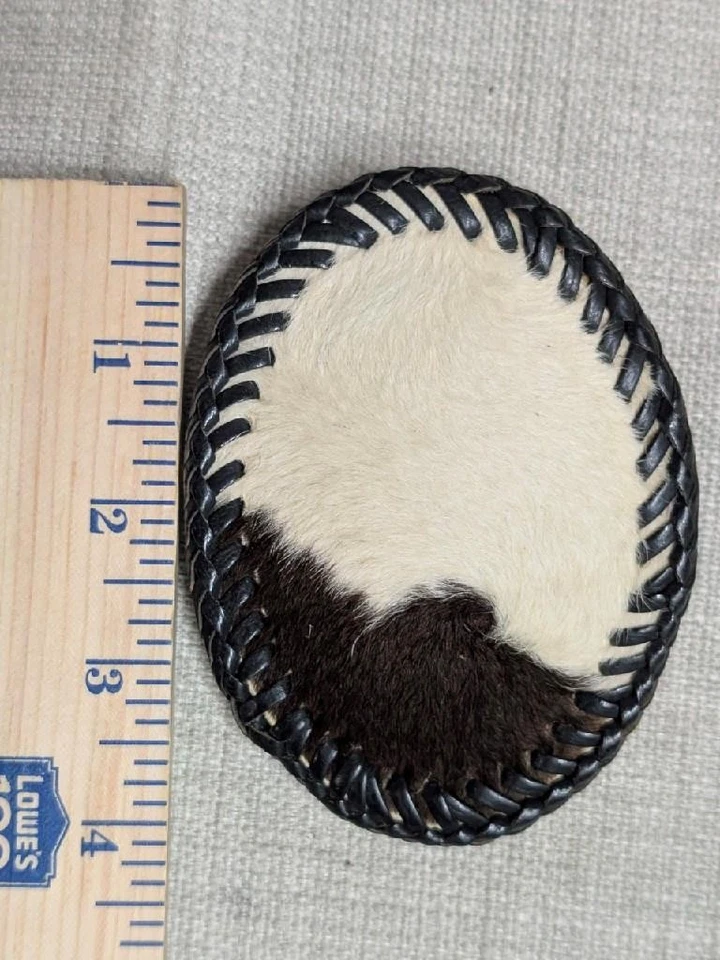 Hebilla de cinturón vintage COWHAIR ARTESANAL cuero de vaca WESTERN rodeo Foto 4 de 4