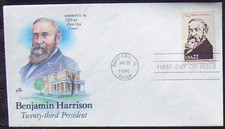 US FDC BENJAMIN HARRISON 1986 Art Craft Cachet.