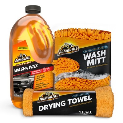 Armor All Car Wash Kit - Complete 3-Piece Car Cleaning Set with Car Wash Soap, W
