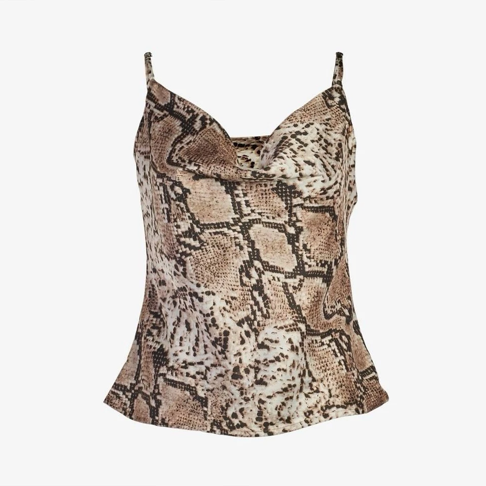 Aqua животных печати змеиной кожи Camisole капот шеи атласный верхний размер средний новый с Ярлыками - Изображение 2 из 4