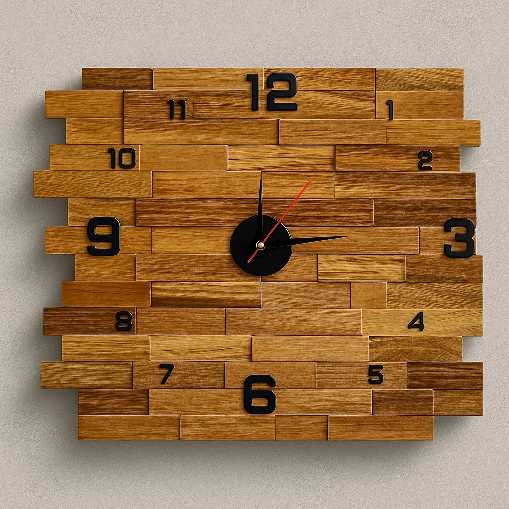 Nedis CLWA001WDH40 Orologio Da Parete In Legno Con Scritta HOME – Design Rustico Colorato, Movimento Al Quarzo