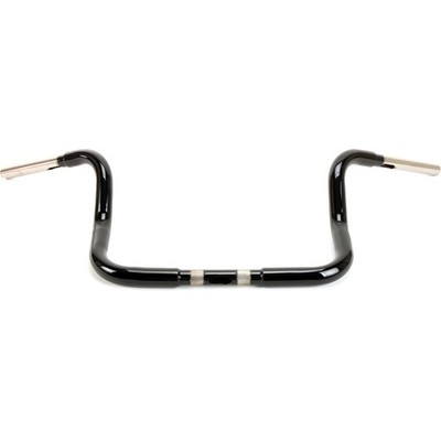 KST Kustoms Gloss Black 1 1/4'' SS Six Bend Kicker 10'' Rise Handlebar - 358999HG