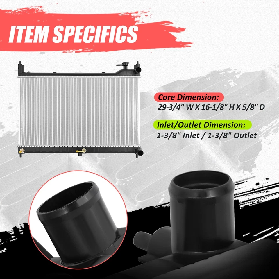 {DPI13532}Radiador de refrigeración de núcleo de aluminio completo estilo OE para Murano 3,5 L CVT 15-20 Foto 4 de 4