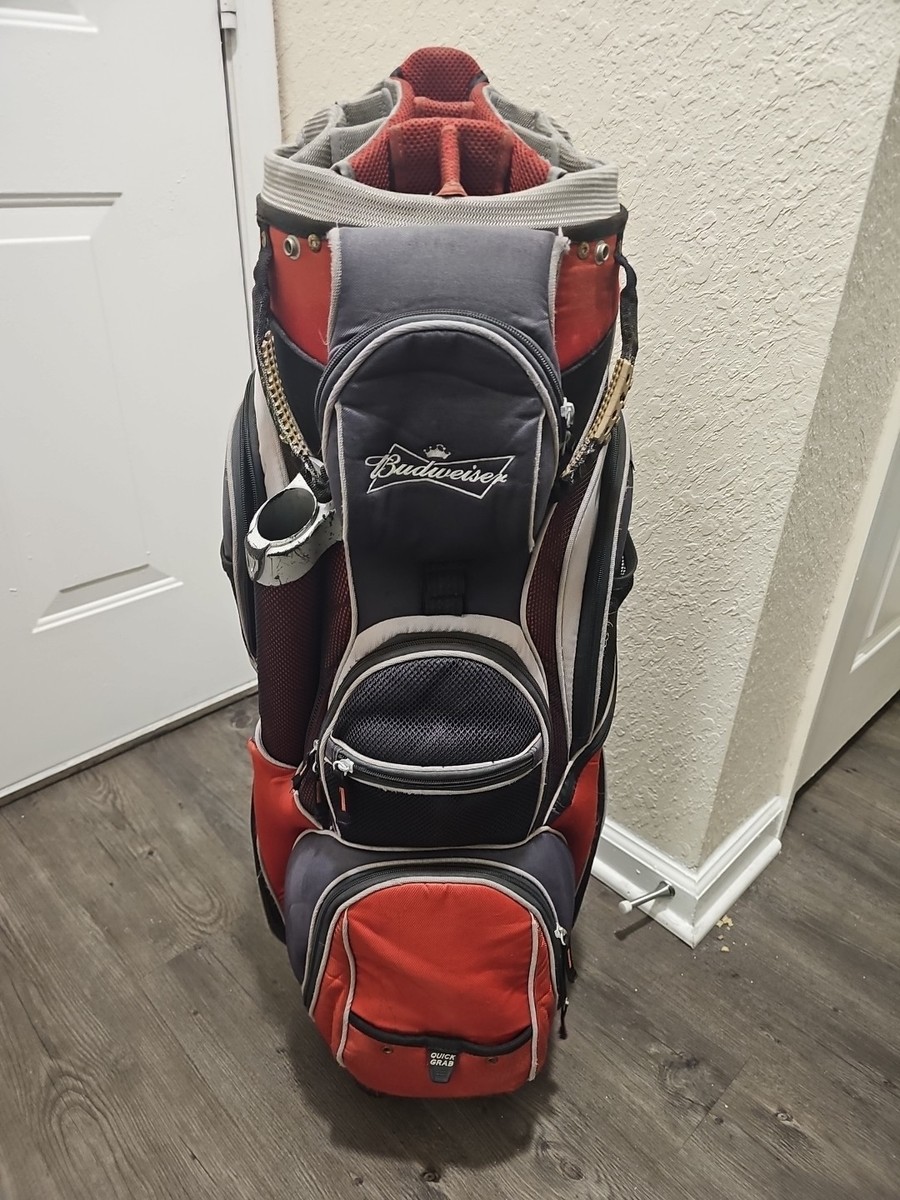 Budweiser 14-Way Cart Tournament Golf Bag Red Black Embroidered