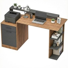 Schreibtisch 140x60cm Computertisch mit Schubladen, Kopfhörerhaken