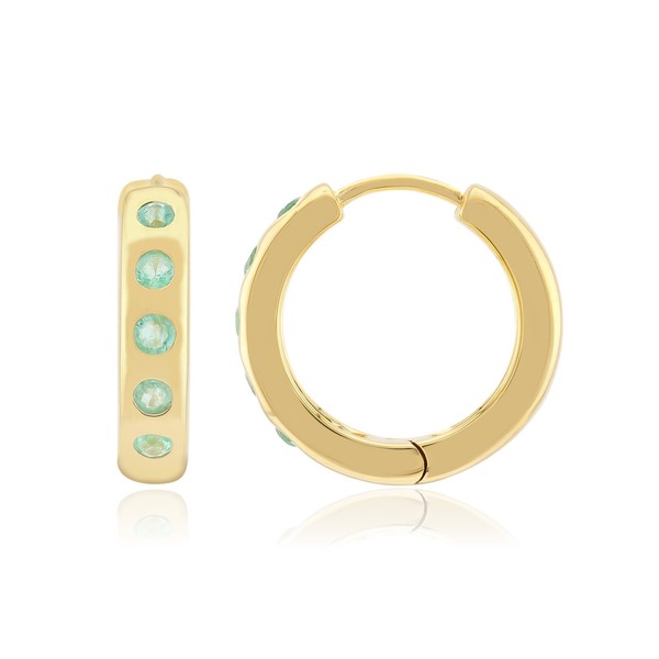 Cavill Ohrringe Russischer Smaragd 0,33Ct 925 Silber Vergoldet Rund-image