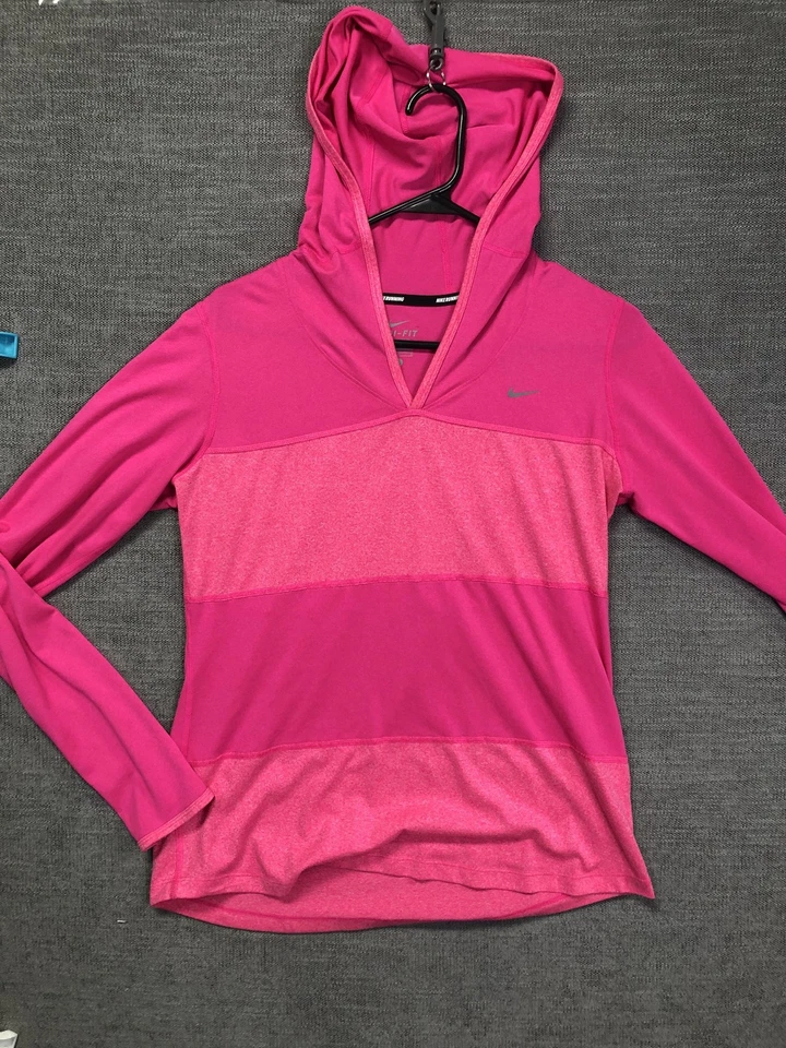 Nike Hoodie Womens Large Pink Dri-Fit Running Pullover Lightweight Top - Image 2 of 4