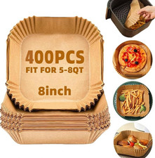 Disposable Air Fryer Liners 8 in, 400 Pcs Parchment Paper, 5-8 QT, Non-Stick.