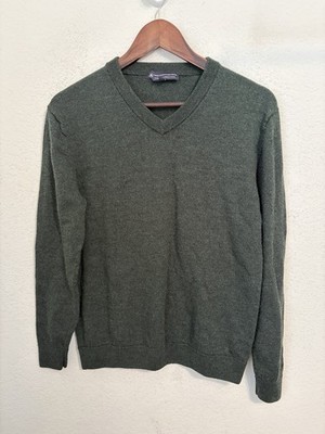 Hart Schaffner Marx Men's Green 100% Merino Wool V-Neck Sweater Size M