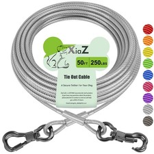 Dog Tie Out Cable 50ft, Outdoor Runner Lead Chain Tether for Small Medium Lar...