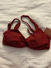 Bikini Top - Shade  Shore Dark Red Maroon Twist Front NWT L