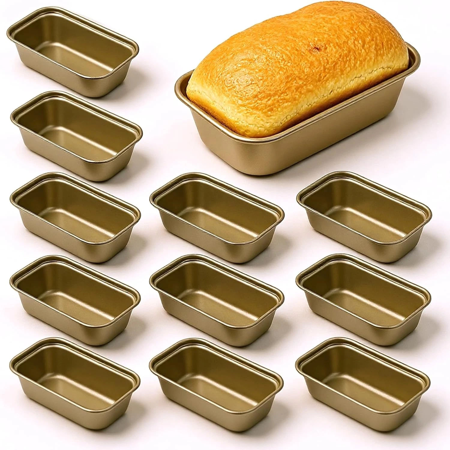 12 Pcs Mini Loaf Pan for Baking Bread Non-Stick Carbon Steel Baking Bread Pan