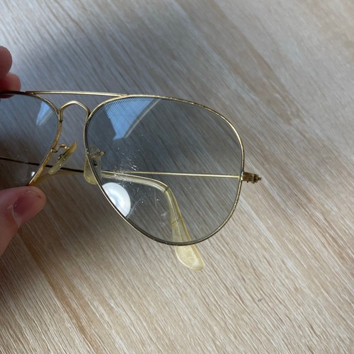 Occhiali da sole vintage B&L Ray-Ban USA aviatori leggermente colorati montature oro 58-14 - Foto 8 di 9