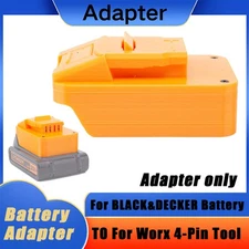 Adapter For Black & Decker 20V Lithium-Ion Battery To For Worx 20V 4-PIN Tools