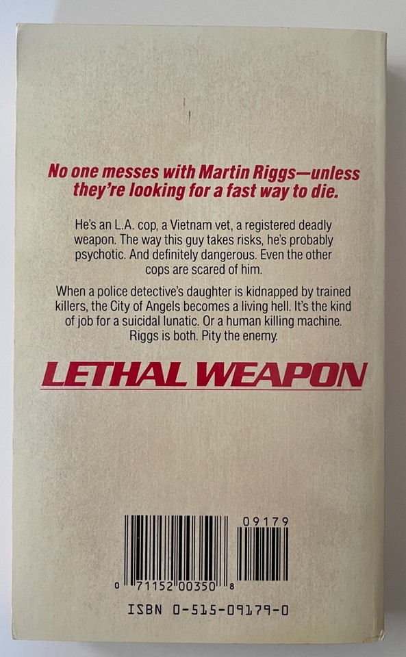 Lethal Weapon 1987 Novel Tie-in - Vintage Paperback - 1st Printing ...