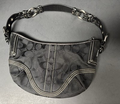 Vintage Coach SoHo Hobo Black Optic C Canvas Leather 90s Y2k 6266