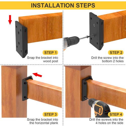 Deck Railing Bracket Connectors, 2x4 Brackets for Railing Wood Lumber Post, 2... - Picture 7 of 7