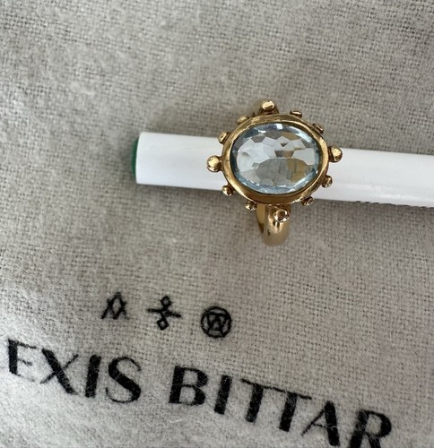 Alexis Bittar Aquamarine Gemstone Golden Ring Size 7 - Picture 2 of 4