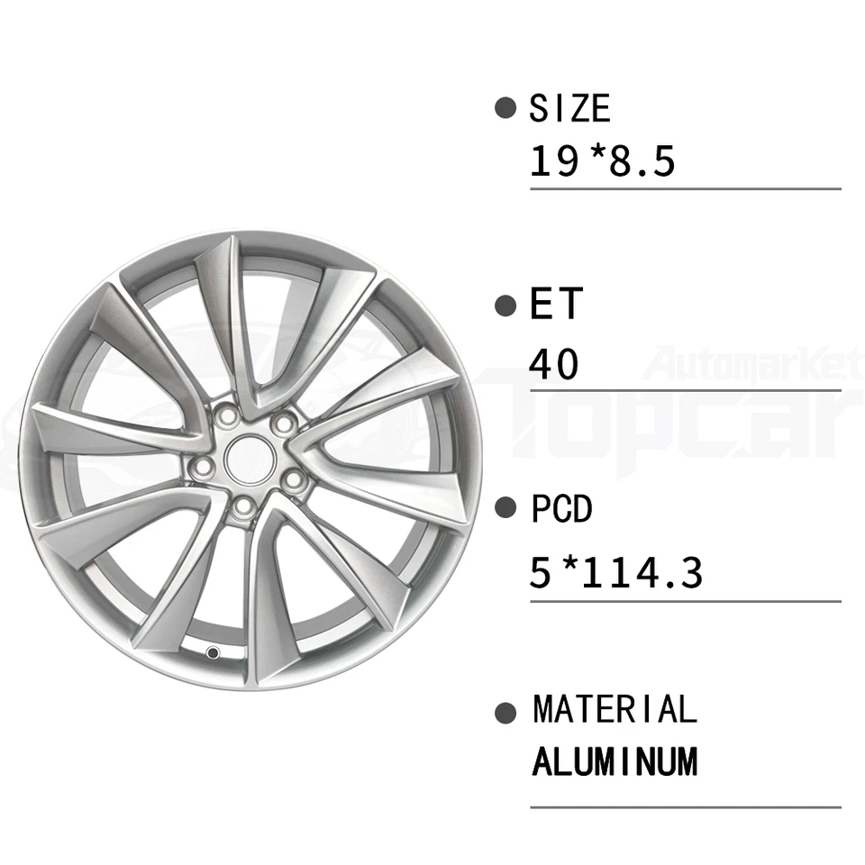 For Tesla Model 3 2017 2018 2019-2021 19" Sport OEM Wheel Rim Silver🔥104422400A - Image 3 of 4