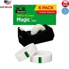 Invisible Tape 6 Rolls W/ Dispenser Matte Finish Photo Safe Easy Apply New