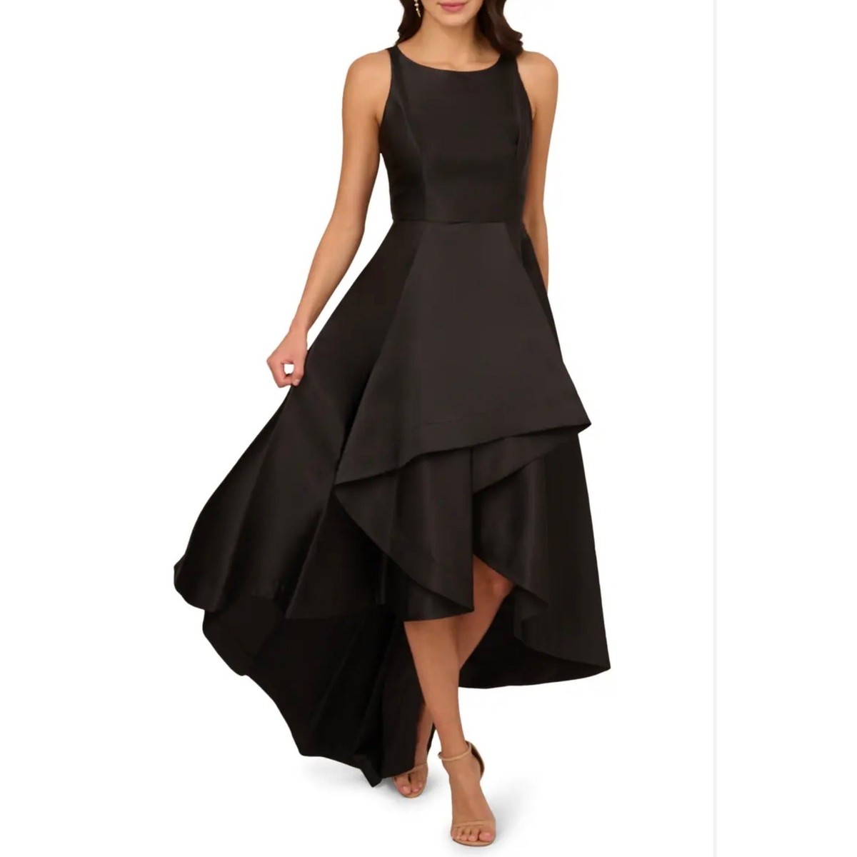 Adrianna Papell Women's Formal Dress Size 10 Black Fit and Flare High Low Gown Adrianna Papell Women's Formal Dress Size 10 Black Fit and Flare High Low Gown