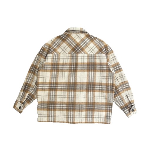 RSQ braun beige kariert Flanell Shacket Knopfleiste Brusttaschen Jacke Unisex S - Bild 7 von 7