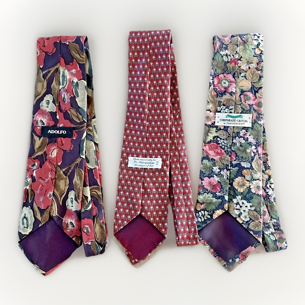 Lot of 3 Adolfo, Metropolitan Museum of Art, Corp Casual Van Heusen Neck Ties