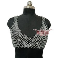 Handmade Chainmail Top Aluminum Butted 10mm Ring Medieval Womens Fantasy Costume