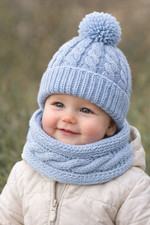 Sweet Hand Knit Cable Hat and Scarf for Baby
