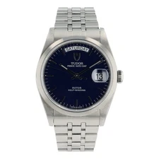 Tudor Prince Date Day Stainless Steel Blue Dial 36mm Automatic Mens Watch 76200
