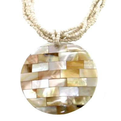 Kurze Collier Kette 42 cm, Perlmutt Anhänger - Bild 1 von 2