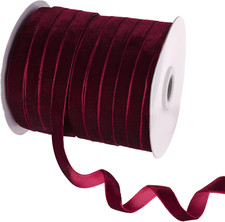 50 Yards Burgundy Velvet Ribbon 3/8 Inch for Gift Wrapping Wedding Flower Bouque